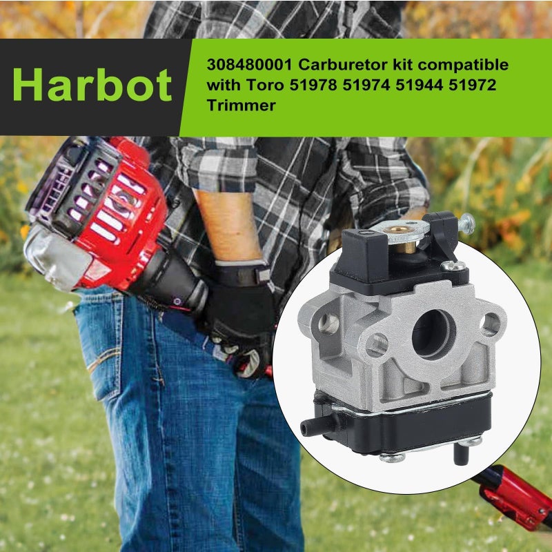 Harbot 308480001 Carburetor for Toro 51978 51974 51944 51977 51958 51954 51976 51948 51946 51947 51984 51945 51952 51956 51975 51972 51987 51957 51955 51992 51998 51985 51986 String Trimmer Parts - Image 2